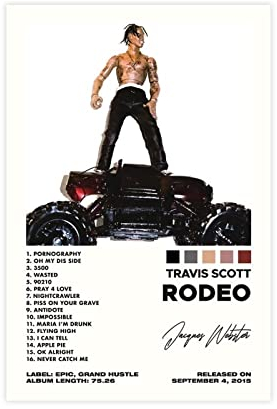 SORECI Rodeo Poster – Travis Scott Poster Leinwand Poster Wandkunst Dekor Druck Bild Gemälde für Wohnzimmer Schlafzimmer Dekoration ungerahmt 30 x 45 cm