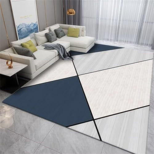 Kunsen Grand Tapis Salon Tapis Chambre Tapis Salon Gris À Larges Rayures Géométriques Tapis Durable 100X160Cm Carpette Gris