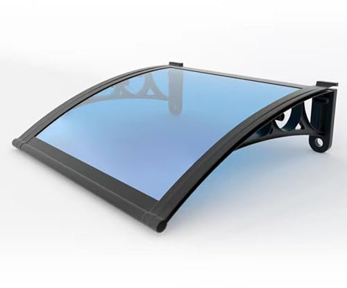 Patio awnings and canopies, metal awnings for doors, door and window awnings, roof front door canopy window awnings for rain protection, UV protection and snow protection etc. ( Color : Black+blue , S