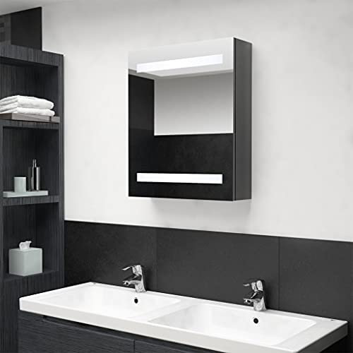 BUKSCYJS Bad Spiegel Mit Licht,Badschrank Schmalled-Spiegelschrank FüRs Bad GläNzend Grau 50x14x60 Cmgeeignet FüR Wohnzimmer, Esszimmer, Badezimmer, Eingang, Toilette, Empfangsraum