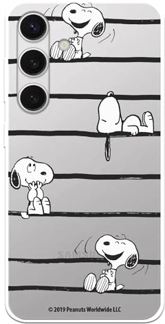 Schutzhülle kompatibel mit Samsung Galaxy S24, offizielle Peanuts Snoopy Streifen zum Schutz Ihres Handys. Transparente Silikonhülle, flexibel, mit offizieller Snoopy-Lizenz