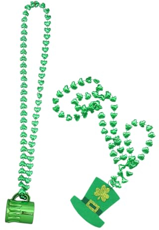 Toyvian 1ensemble Collier Perles Vertes Pour Saint-patrick De Accessoires Féminins Pour Fêtes Et Événements Spéciaux