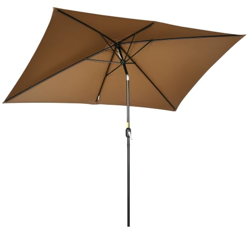 Outsunny Parasol de Jardin Droit Inclinable | Rectangulaire, Aluminium, Polyester Haute Densité