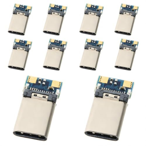 chenyang Lot de 10 connecteurs USB C DIY USB 3.1 type C 24 broches pour réparation avec carte de circuit imprimé