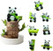 Brasilianisches Holz, brasilianische Holzpflanze mit Panda-Statue, brasilianisches Holzdekor, Glücksbringer, brasilianisches Holz, Heimbüro, Schreibtisch-Dekoration