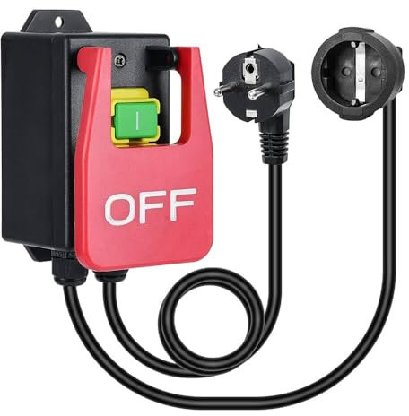 KUWUNG Notausschalter, Einphasige Ein Aus Schalter 230V, Maschinenschalter mit Steckdose, Not Druck Knopf Schalter, Machine Switch for Quick Off of Frästische Elektrischer Geräte