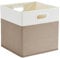Mangata Aufbewahrungsbox 25x25x25 cm, faltenfrei Stoff Aufbewahrungskörbe für Kleiderkörbe, Körbe, Truhen, Spielzeug (Helles Khaki / Beige Weiß)