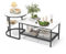 2in1 Couchtisch Rund 2er Set,Kunstmarmor Couchtisch mit Schwarz Metallgestell, Beistelltisch Rund, Wohnzimmertisch Modern, Satztische fürs Wohnzimmer Schlafzimmer