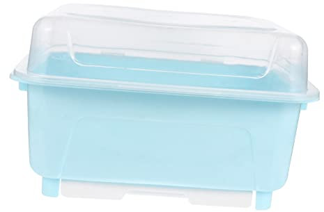 Zerodeko Caja Escurridor De Platos y Utensilios para Cocina Organizador Multifuncional De Almacenamiento Diseño Compacto para Reducidos Color Azul