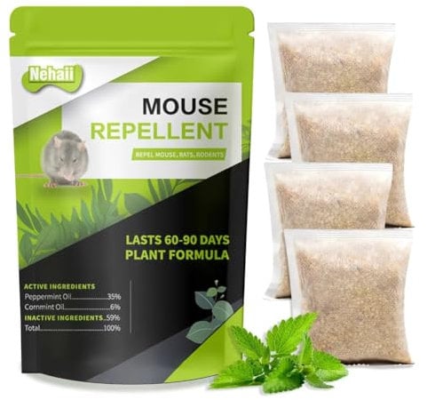 Nehaii Mouse Repellent, Mice Repellent, Mouse Deterrent Indoor, Rat Repellent Outdoor, Peppermint Oil Rat Repellent, Rat Deterrent, Rodent Repellent for Home/Garden/Attic-4Pcs