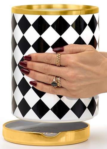 Styled Settings Black & White Checkered Utensil Holder Set | Large Ceramic Kitchen Utensil Holder for Countertop, Checkered Kitchen Decor & Organizer