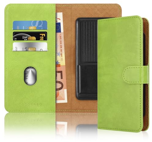 Cadorabo Klapphülle kompatibel mit Samsung Galaxy S21 5G-Handyhülle mit Kartenfach, 360 Grad Schutzhülle zum klappen- Flip Case Book Cover PU Leder Handytasche klappbar GRÜN