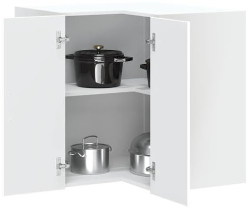 Myheimly Küchenschrank Holzwerkstoff,hoher Küchenschrank, Schrank,Küchenzeile,Schrank Küche,Einbauküche Küchen-Eckhängeschrank Porto Weiß Holzwerkstoff