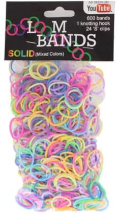 LND Gifts Loom Bands Kit, Replacement Loom Bands Refil 600 in Solid Colour Pink, Purple, Blue, Yellow, Green, Orange with Knotting Hook, S Clips for Bracelet Making Kit