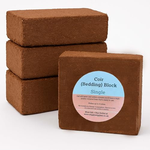 Wiggly Wigglers Coir Blocks Compost Coconut Husk Bricks Organic Compost Base | Expands to 9L (Pack Of 1)