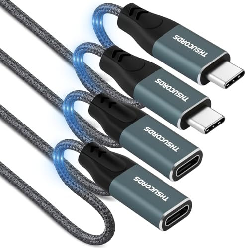 Thsucords USB C Extension Cable 3M 2Pack, USB Type C 3.2 10Gbps 100W Male to Female Cable for MacBook Pro/Air, Phone, Tablet etc