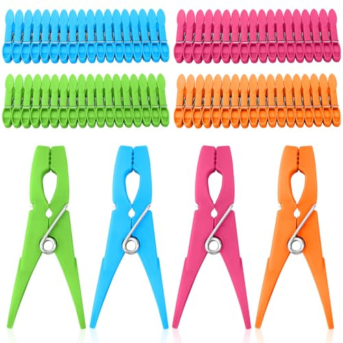 72 Stück Kunststoff Wäscheklammern Ohne Abdruck - Stabile Plastik, Bunte Kleine Windfest für Wäscheleinen und Kleiderbügel