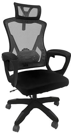 DRIFT GAMING DRAIR35 – Silla Escritorio Ergonómica Oficina y Hogar, Reclinable, Reposacabezas y Reposabrazos Abatibles y Acolchados, Soporta hasta 120 kg, Mesh Transpirable – Negro