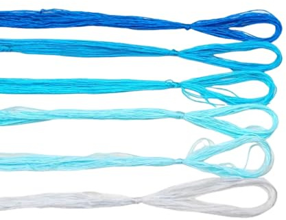 6 fili blu sfumati da 20 m di seta per ricamo/maglia/punto croce