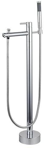 Freistehende Armatur Badewanne mit Handbrause Heißem und Kaltem Einhebelmischer Dusche,Verchromt