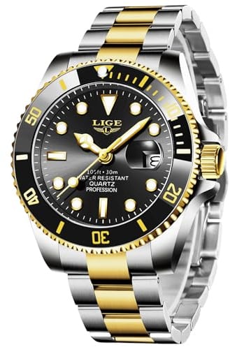 LIGE Uhren Herren Quarz Edelstahl Wasserdicht Leuchtzeiger | LIGE Armbanduhr Herren, Quarz Analog, 3ATM Wasserdicht, Datumsanzeige Leuchtzeiger, Herrenuhr Business Erholung
