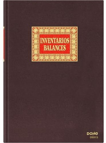 Dohe - Libro Inventarios y Balances - 100 Hojas Numeradas de 100 gr/m², Tamaño Folio A4+ (21,5x31,5 cm), Tapa Dura de Tela, Libro Contabilidad Empresas, Instituciones, Material de Oficina