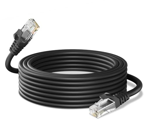 Cat6 Ethernet Cable 15M, 24AWG CAT 6 UTP Cable, LAN Cable with RJ45 Connector, High-Speed 10Gbps Internet Network Cable for Router/Printer/Laptop/Desktop/Modem/Switch/Smart-TV/TV Box and More-Black