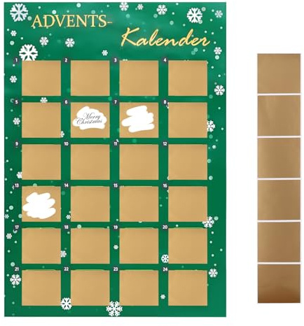 Rubbellos Adventskalender Karten 2025 Rubbellose Selber Machen mit Rubbelkarten zum Selber Beschriften DIY Adventskalender Karte zum Selbstgestalten mit 24 Rubbelaufkleber Geschenk Weihnachten(Stil A)