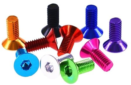 YAKUFAST 10 teile/los DIN7991 Aluminium Allen Schrauben M3 M4 M5 M6x6/8/10/12/14/16 Flache Innensechskant Senkkopf Eloxiert Farbe(Green,M3x8)