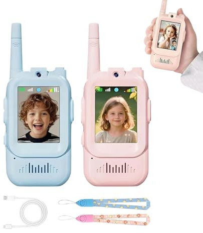 2026 Walkie-talkies con Vídeo para Niños - 2 Unidades Walkie-talkies Recargables De Largo Alcance con Cámara HD, Cambiador De Voz Y Videollamada En Tiempo Real para Niños Y Niñas De 3 A 12 Años