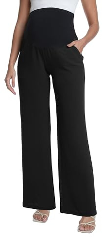 Gowjog Pantaloni premaman da donna a gamba larga che scorre lounge palazzo gravidanza pantaloni estivi pantaloni da spiaggia