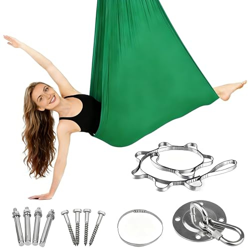 Aerial Yoga Hängematten Set für Indoor Outdoor, Yoga-Zubehör, Schaukel Nestschaukel für Freizeit & Entspannung, 200KG Max. Tragfähigkeit, Inkl. Kompletter Installationshardware