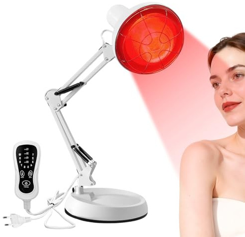 MIUUIPI Rotlichtlampe Wärmelampe 100W Infrarotlampe Infrarotlicht-Tragbarer Heimgebrauch mit Infrarotlicht Rotlicht Infrarotlichtlampe Wärmestrahler Temperatur einstellbar mit Timer