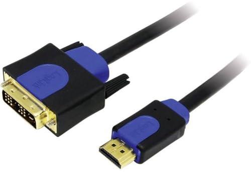 Logilink CHB3101 HDMI High Speed mit Ethernet (V1.4) zu DVI (18+1) Kabel, Male/Male (Gold), schwarz, 1M, Colour Box mit Gold Logo