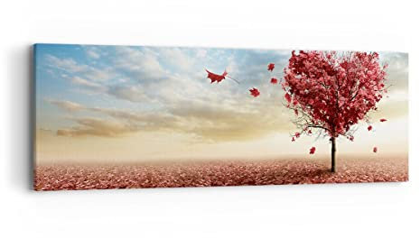 Moderne Impression sur Toile Abstraction automne arbre feuille Image Tableau Decoration Murale 90x30cm Deco Cadre Décoration Salon Chambre Panoramique Tableaux Decoratifs Muraux Art Wall AB90x30-2609