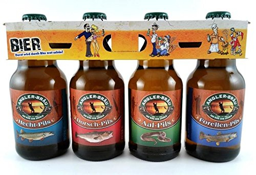 Angler Bier im witzigen Bierschaum Motiv 4er Träger
