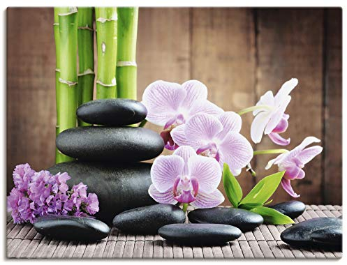 Artland Leinwandbild Wandbild Bild auf Leinwand 40x30 cm Wanddeko Zen Asien Asiatisch Wellness Spa Bambus Natur Steine Orchideen T5OO