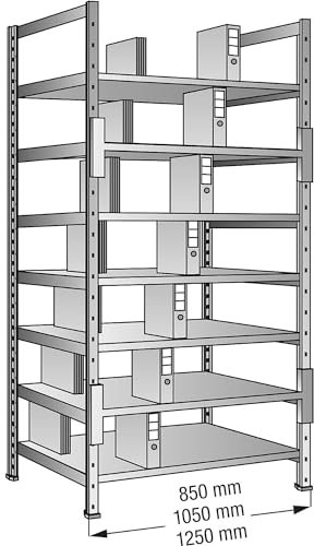 kaiserkraft | Ordner- und Archiv-Steckregal | verzinkt | Höhe 2640 mm | doppelseitig | Boden-BxT 1200 x 600 mm | Grundfeld