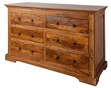 MASSIVMOEBEL24.DE | Oxford Kommode Akazie 145x58x90, Farbe:Hellbraun lackiert, Größe:145x58x90 cm (BxTxH)