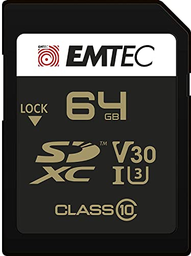 EMTEC ECMSD64GXC10SP - Carte SD - UHS-I U3 - Classe 10 - Gamme Speedin - avec adaptateur Ultra Haute Performance - Vitesse de lecture jusqu'à 100MB/s. - 64 Gb