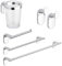 METAFORM Set Accessori Bagno Kit Completo Zero Cromo 5 Pezzi in Acciaio Cromato e ABS
