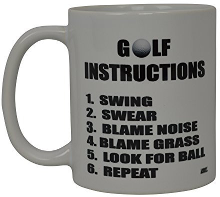 Rogue River Tactical Best Funny Golf Coffee Mug Golf Instructions Novelty Cup Joke Great Gag Gift Idea For Office Work Adult Humor Employee Boss Golfers
