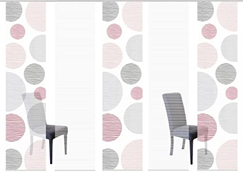 VISION S 5er-Set Schiebegardinen Borden halbtransparenter Bambusoptik 260x60 cm, Farbe:rosé