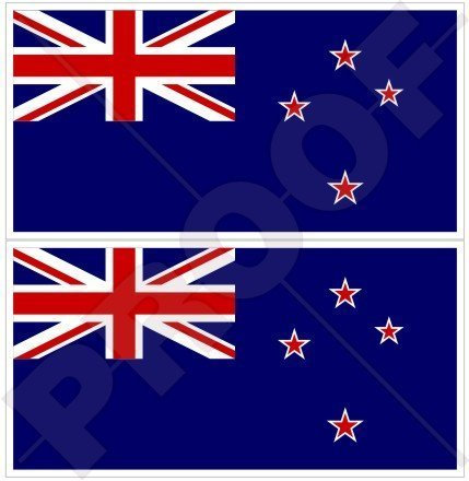 NEUSEELAND Flagge KIWI 75mm Auto & Motorrad Aufkleber, x2 Vinyl Stickers