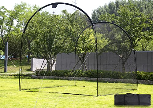 Kapler Baseball-Käfig für Baseball, 16 mm, hochfester Stahlrahmen, Softball-Schlägerkäfig, Trainingsnetz für den Garten, Maße (L x B x H): 3,8 x 25,4 cm, 13' (L)X10' (D)X10' (H)