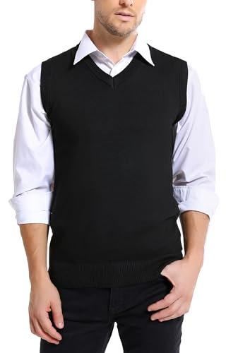 iClosam Chaleco SuéTer para Hombre AlgodóN V-Neck Esencial Jersey Sin Mangas Rebecas Chaqueta Pullover Invierno