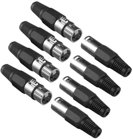 (Pack of 4) 3-Pin XLR Male and Female Cannon Head for DMX Signal Wire or Wired Microphone Cable Connection