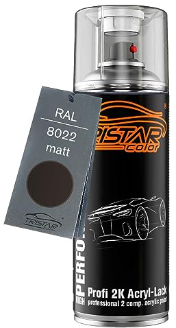 TRISTARcolor RAL 8022 Schwarzbraun matt 2K Acryl Spraydose Sprühdose Spritzlack Sprühlack 400 ml schnelltrocknend