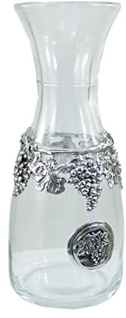 Cavagnini Glasflasche 1 Liter Zinn für Vino dekoriert Vintage 1 LITRO Trasparente,Argento