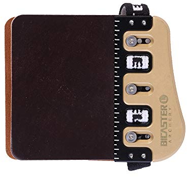 BICASTER Barebow Fingertabs Cordovan Leder + Messing Fingerschutz Rechtshand (Groß)